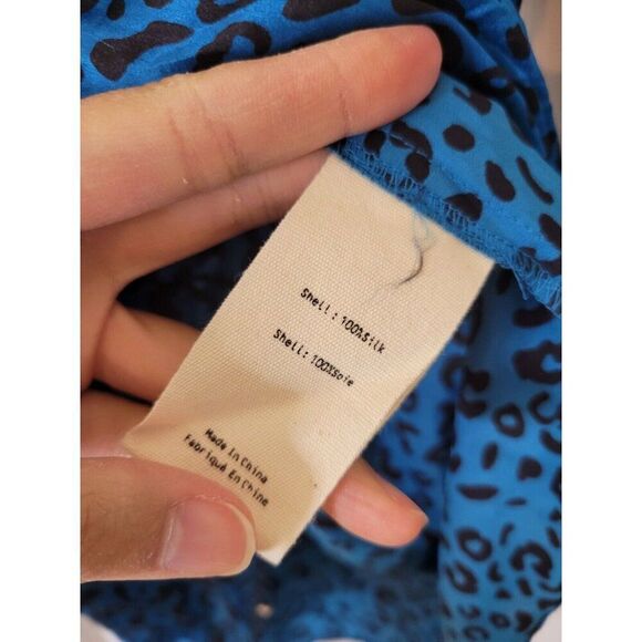 L'Agence Tyler Leopard Silk Blouse, Blue - Picture 7 of 10